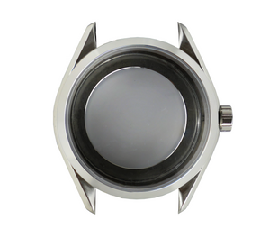 41mm brushed or polished stainless steel case with glass back
